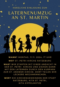 Herzliche Einladung zum Laternenumzug an St. Martin!